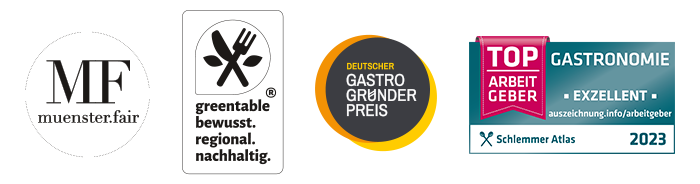 Auszeichnungen von Muenster.fair, greentable und Deutscher Gastro Grunder Preis